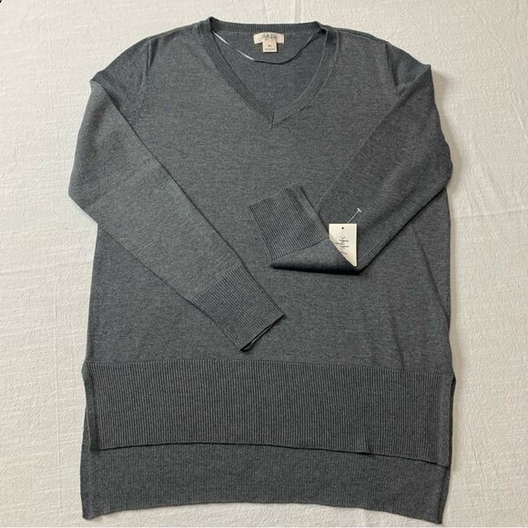Style & Co. V-neck Side Slit Hi-Lo Sweater Gray in Extra Small - Picture 1 of 6